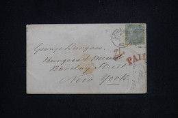 ROYAUME UNI - Enveloppe De Leicester Pour New York En 1862 Avec Victoria 1 Sch.   - L 119924 - Covers & Documents