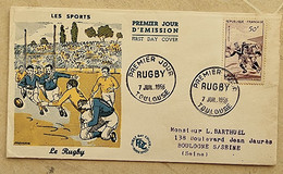FRANCE Rugby. Yvert N° 769  FDC, Enveloppe 1er Jour Illustrée 1956 - Rugby