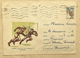 ROUMANIE Rugby. Entier Postal Illustré Ayant Circulé En 1966(9) Cachet Bucarest - Rugby