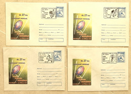 ROUMANIE Rugby. 4 Entiers Postaux Illustrés NEUF émis En 1995 (26) Cachet Temporaire Illustré GROUPES QUALIFICATIONS - Rugby