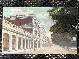 MACAU 1900'S PICTURE POST CARD WITH VIEW OF THE POST OFFICE AND PRAIA BEACH AVENUE - Macao