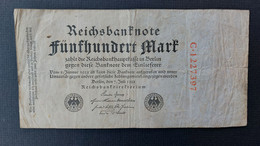 BILLET 1922 ALLEMAGNE 500 MARK - 500 Mark