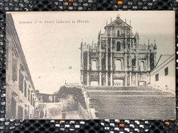 MACAU 1900'S PICTURE POST CARD WITH VIEW OF RUINS OF ST PAUL'S CHURCH/CATHEDRAL - Macau