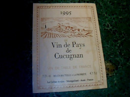 Montgaillard Le Cellier Avallon  Etiquette De Vin De Table Vin Sec Pay De Cucugnan Millésime 1995 - Other & Unclassified