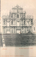 MACAU 1900'S PICTURE POST CARD WITH VIEW OF RUINS OF ST PAUL'S CHURCH/CATHEDRAL - FACADE OF THE ANSIENT JESUIT CHURCH - Macao