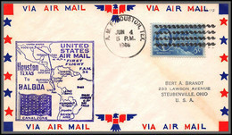 12191 Enveloppe Violet Fam 34 Houston To Balboa Canal Zone 4/6/1948 Premier Vol First Flight Lettre Airmail Cover Usa - 2c. 1941-1960 Briefe U. Dokumente