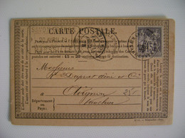 FRANCE - CARTE POSTALE PRECURSOR SENT IN 1878 IN THE STATE - Cartes Précurseurs