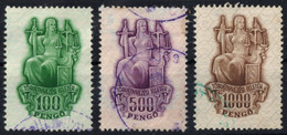 Lady Justice Iustitia Mythology SWORD Libra Scale Balance 1945 Hungary Judaical Revenue Tax Stamp 100 500 1000 P LOT - Steuermarken