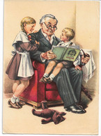 Grandfather Reads A Book Of Fairy Tales To Children Russia USSR 1956 40K Stamped Unused Postal Stationery Card Postcard - 1950-59