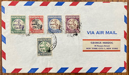 PARAGUAY,1950,UPU 5 STAMPS USED COVER TO USA,REGISTERED LABEL & NEW YORK CANCELLATION. - Paraguay