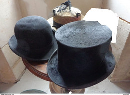 Lot De 4 Chapeaux Bibi  - Melon - Claque ?? -canotier - Andere & Zonder Classificatie