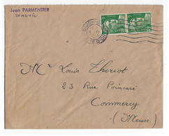 DIJON GARE Lettre Gandon 3 F Vert X2 Yv 716A Ob 8 6 1948 Dest Commercy Meuse - Storia Postale