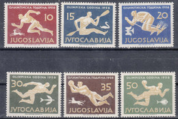 Yugoslavia Republic 1956 Sport Olympic Games Melbourn Mi#804,805,806,807,808,809 Mint Hinged - Neufs