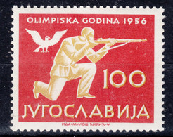 Yugoslavia Republic 1956 Sport Olympic Games Melbourn Mi#811 Mint Hinged Key Stamp Of The Set - Ungebraucht