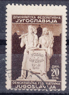 Yugoslavia Republic, Post-War Constitution 1945 Mi#491 I Used - Gebraucht