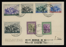 San Marino 1949 Post Card Used As FDC For The 1st San Marino-Riccione Philatelic Day Issue, Plus High Value Air Mail Set - Covers & Documents