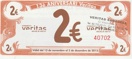 España Espagne Spain - Billete Comercio Trade Ticket Ticket Commerce - Veritas - 2015 - 2 Euros - Fictifs & Spécimens