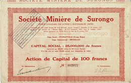 Titre De 1927 - Société Minière De Surongo - Sté Congolaise Par Actions à Responsabilité Limitée - - Africa