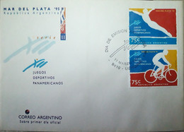 Enveloppe Premier Jour D'émission Des Jeux Panaméricains De Mar Del Plata, Avec Timbre-poste De L'Argentine (année 1995) - Altri