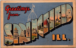 Illinois Greetings From Springfield Large Letter Linen 1959 Curteich - Springfield – Illinois