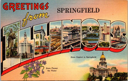Illinois Greetings From Springfield Large Letter Linen - Springfield – Illinois