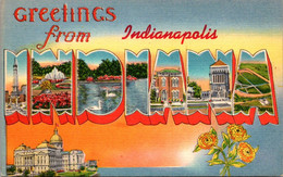 Indiana Greetings From Indianapolis Large Letter Linen - Indianapolis