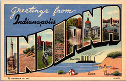 Indiana Greetings From Indianapolis Large Letter Linen Curteich - Indianapolis