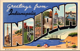 Indiana Greetings From Indianapolis Large Letter Linen Curteich - Indianapolis