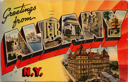 New York Greetings From Albany Large Letter Linen 1947 - Albany