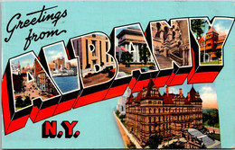 New York Greetings From Albany Large Letter Chrome 1964 - Albany