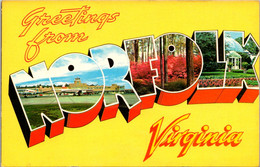 Virginia Greetings From Norfolk Large Letter Chrome - Norfolk