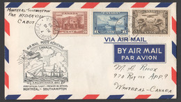 1929 First Flight  Montreal To Southampton - Posta Aerea