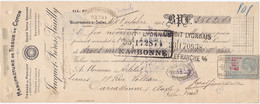 Lettre De Change De Villefranche-sur-Saône (69) Pour Carcassonne (11) - 18/10/1922 - Timbre 1F40 EC 417 + Cachet 40c - Cambiali