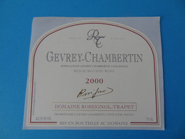 Etiquette De Vin Gevrey Chambertin 2000 Domaine Rossignol Trapet - Bourgogne