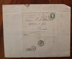 1876 France Cérès Dentelé Saumur Clermont Oise Tad Nantes à Paris Cover Couleur Bleu Voir Dos Champagne Bouvet Ladubay - 1800 – 1899