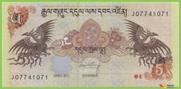 Voyo BHUTAN 5 Ngultrum 2011 P28b UNC Birds Prefix J - Bhutan