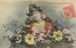 Bergeret, Femme Et Fleur Sont Deux Soeurs, Carte Colorisée Pas Courante - Bergeret