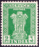 INDIA 1950 9p Green SERVICE SGO153 MNG - Timbres De Service