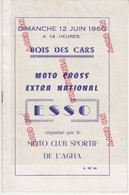 Sport Algérie Moto Cross Bois Des Cars Alger Programme Course Du 12 Juin 1960 Publicité Terrot Esso Motobécane BSA - Programmi