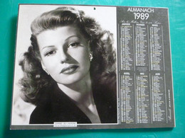 Calendrier 1989 Lavigne Stars RITA HAYWORTH  CLARCK GABLE Cinema Acteur Almanach Facteur PTT POSTE Département Sarthe - Grand Format : 1991-00