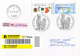 Austria Registered FDC 2011 ATM Christmas (both Types) Christkindl 11  - W/proof Of Posting (TS9-26) - ATM - Frama (labels)
