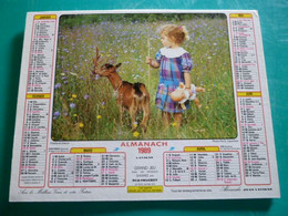 Calendrier 1989 Lavigne  Fillette Chèvre Enfants Poussins  Fille Almanach Facteur PTT POSTE Département Sarthe - Grand Format : 1991-00