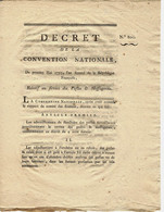 REVOLUTION DECRET CONVENTION NATIONALE 1793 POSTES ET MESSAGERIES B.E. - Decrees & Laws