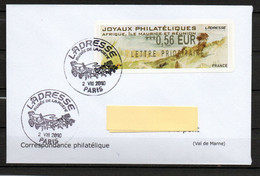 Vignette LISA 2010 Premier Jour Joyaux Philatéliques Sur Lettre - 1999-2009 Illustrated Franking Labels