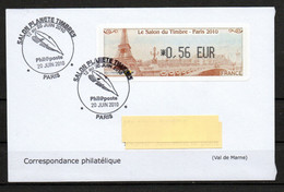Vignette LISA 2010 Premier Jour Salon Du Timbre Sur Lettre - 1999-2009 Illustrated Franking Labels