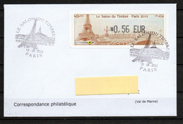 Vignette LISA 2010 Premier Jour Salon Du Timbre Sur Lettre - 1999-2009 Illustrated Franking Labels