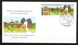 Vignette LISA 2009 Premier Jour Raedersheim Sur Lettre - 1999-2009 Illustrated Franking Labels
