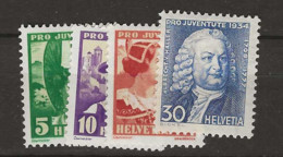 1934 MNH Switzerland Mi 281-84 Postfris** - Unused Stamps