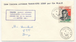 MADAGASCAR - Première Liaison Aérienne TANANARIVE - DIEGO SUAREZ - Cie MADAIR - 4 Janvier 1962 - Madagaskar (1960-...)