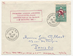 MADAGASCAR - Env. "Première Liaison Aérienne TANANARIVE - PARIS - Cie MADAIR - 20/10/1961 - Madagaskar (1960-...)